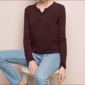 brandy melville callan long sleeve maroon henley